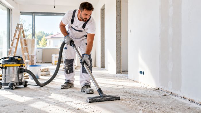 Beton aljzat portalan&iacute;t&aacute;sa ipari porsz&iacute;v&oacute;val az alapoz&aacute;s &eacute;s burkol&aacute;s megkezd&eacute;se előtt.
