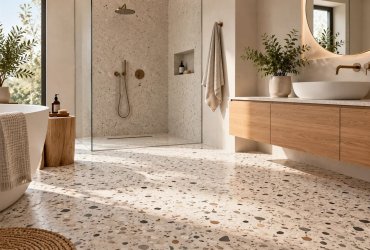 A terrazzo látványos mintázatával könnyen magára vonja a figyelmet, mégsem kell feltétlenül uralnia az egész helyiséget. A megfelelő színek, felületméretek és kiegészítők kiválasztásával harmonikus, időtálló enteriőr alakítható ki. A terrazzo burkolat használata a lakásban különösen azo...